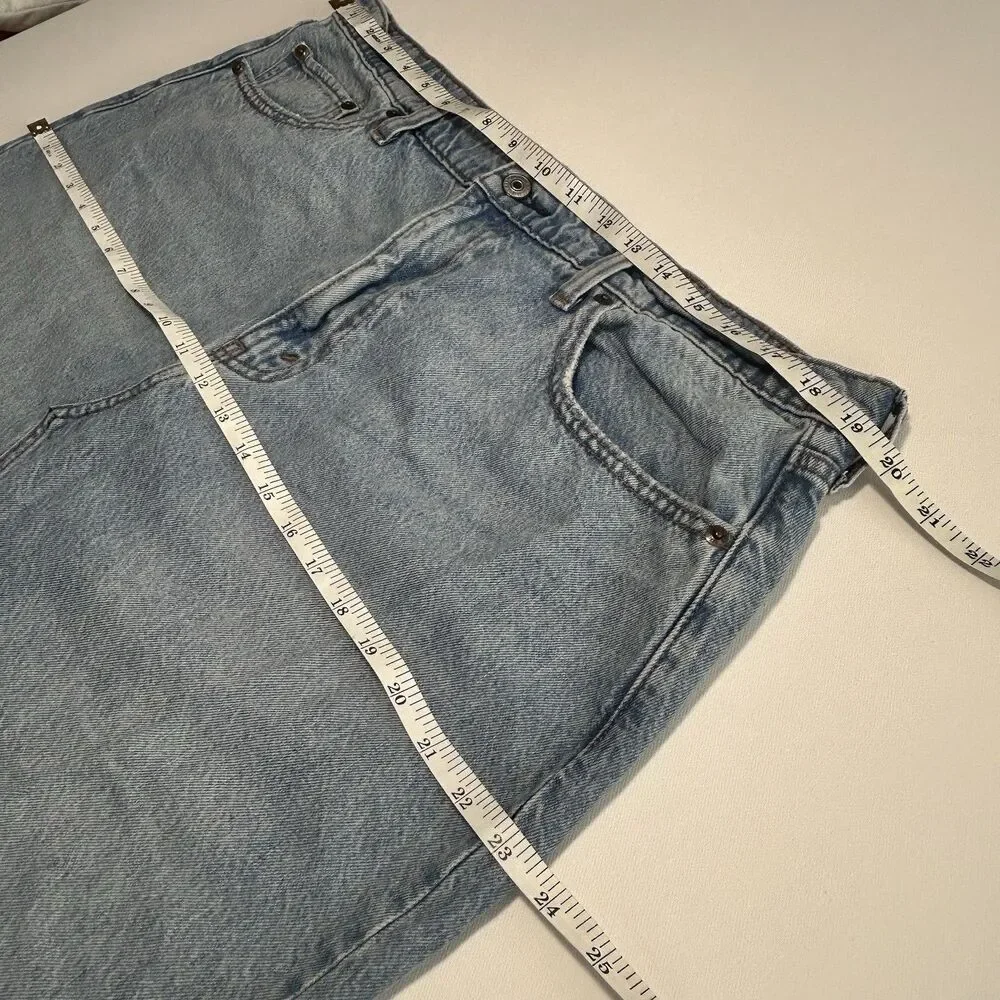 High Rise Denim Midi Jean Skirt Front Slit Abercrombie & Fitch Size 33/16 - Picture 5 of 8
